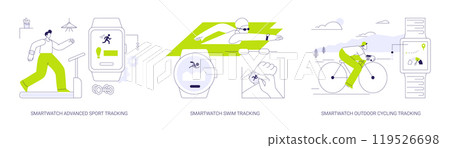 Smartwatch tracking features abstract concept vector illustrations. 119526698