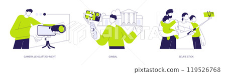 Smartphone accessories abstract concept vector illustrations. Smartphone accessories abstract concept vector illustrations. 119526768