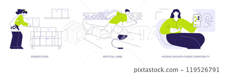 Human augmentation abstract concept vector illustrations. Human augmentation abstract concept vector illustrations. 119526791