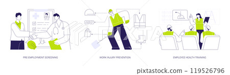 Workplace health abstract concept vector illustrations. Workplace health abstract concept vector illustrations. 119526796