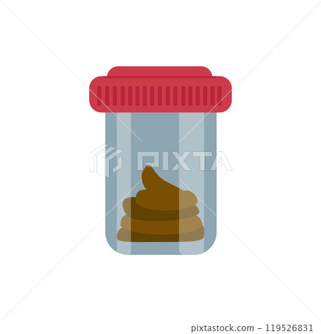 Plastic container with biomaterial feces for clinical analysis 119526831