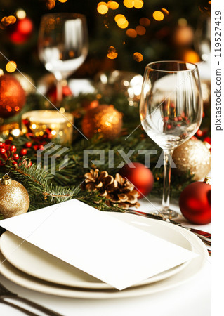 Christmas And New Year Holiday Table Setting Christmas And New Year Holiday Table Setting 119527419