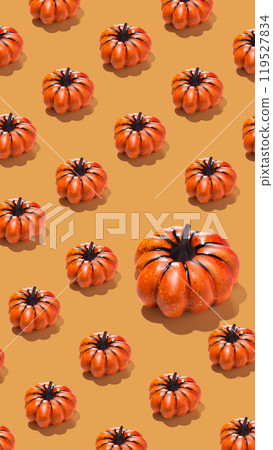Autumn pattern Halloween pumpkins vertical 119527834