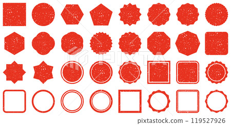 Stamp, seal, set, vector, red, vermilion Stamp, seal, set, vector, red, vermilion 119527926