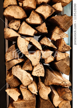 Stack of chopped firewood: Natural heating fuel resource Stack of chopped firewood: Natural heating fuel resource 119528090