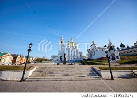 Annunciation Church and Monument to Sergius, Patriarch of Moscow and All Rus' in Arzamas - Golden Domes and Blue Sky 119528172