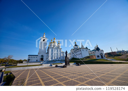 Annunciation Church and Monument to Sergius, Patriarch of Moscow and All Rus' in Arzamas - Golden Domes and Blue Sky 119528174