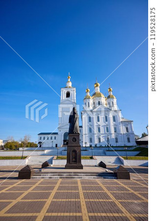 Annunciation Church and Monument to Sergius, Patriarch of Moscow and All Rus' in Arzamas - Golden Domes and Blue Sky 119528175