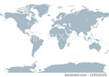 The world, gray general reference map. Map of the surface of the Earth with landmasses of all continents, with largest lakes, oceans and seas, in Miller cylindrical projection. Illustration. Vector. The world, gray general reference map. Map of the surface of the Earth with landmasses of all continents, with largest lakes, oceans and seas, in Miller cylindrical projection. Illustration. Vector. 119528329