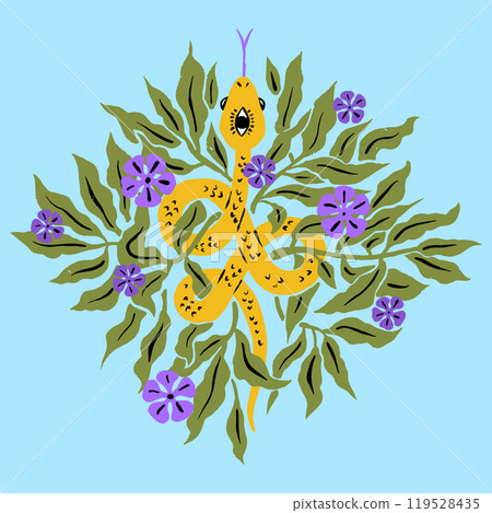 Poster with mystic floral snake with third eye 119528435