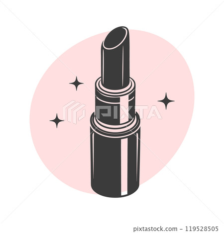 Lipstick silhouette, lip gloss tube. Beauty salon logo. Lipstick tube icon. Illustration Lipstick silhouette, lip gloss tube. Beauty salon logo. Lipstick tube icon. Illustration 119528505