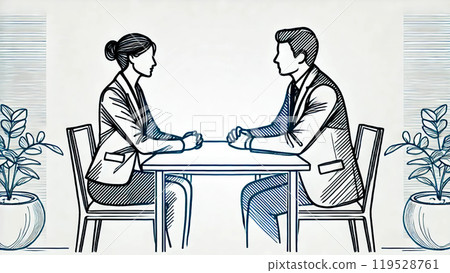 最小商業景觀的線條描繪：一對一會議 119528761