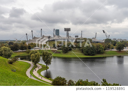 Stadium of the Olympiapark in Munich, Germany, is an Olympic Park which was constructed for the 1972 Summer Olympics Stadium of the Olympiapark in Munich, Germany, is an Olympic Park which was constructed for the 1972 Summer Olympics 119528891