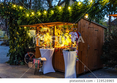 Christmas market at Chinese Tower in Munich, Bavaria, Germany, Europe 119528965
