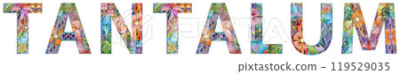 Word TANTALUM. It is a chemical element. Vector decorative zentangle object for any purpose Word TANTALUM. It is a chemical element. Vector decorative zentangle object for any purpose 119529035