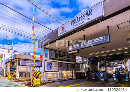 日本東京城市景觀，俯瞰東急電鐵大井町線大山台站等。 119529084