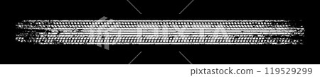 Grunge tire track, wheel braking marks. White truck, car or motorcycle tread pattern silhouette. Auto race, motorsport, speed racing design element. Vector illustration Grunge tire track, wheel braking marks. White truck, car or motorcycle tread pattern silhouette. Auto race, motorsport, speed racing design element. Vector illustration 119529299