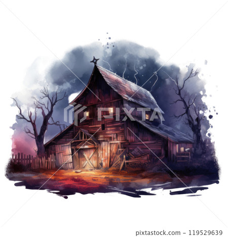 An Old, Rustic Barn Under a Stormy Sky 119529639