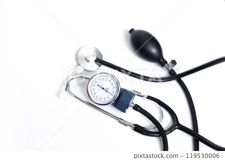 Tonometer. pressure measuring device on a white background. top view 119530006