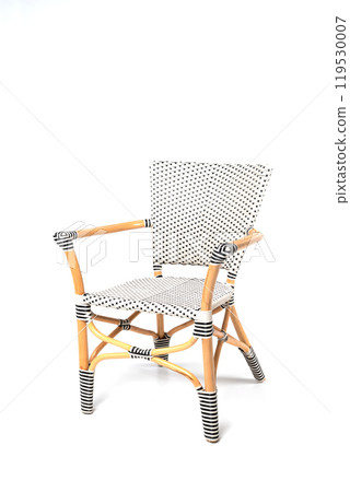 wicker designer chair with backrest isolated on white background 119530007