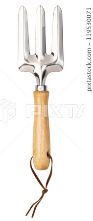 Small garden fork isolated on white background. Small garden fork isolated on white background. 119530071