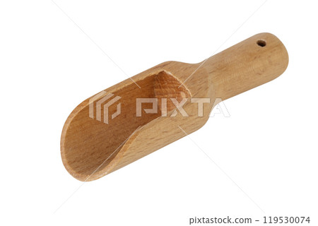 Wooden scoop isolated on white background Wooden scoop isolated on white background 119530074