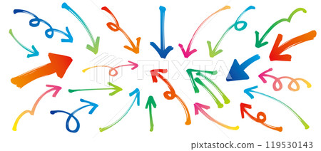 Arrows, handwritten, colorful, gradient, marker set Arrows, handwritten, colorful, gradient, marker set 119530143