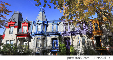 Victorian architecture and colorful houses of Square St Louis in Montreal Victorian architecture and colorful houses of Square St Louis in Montreal 119530193
