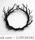 Circular Branch Wreath Silhouette on White Background 119530342