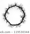 Circular Branch Wreath Silhouette on White Background 119530344