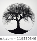 Silhouette of Leafless Tree in Circular Composition 119530346