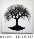 Silhouette of Leafless Tree in Circular Composition 119530347