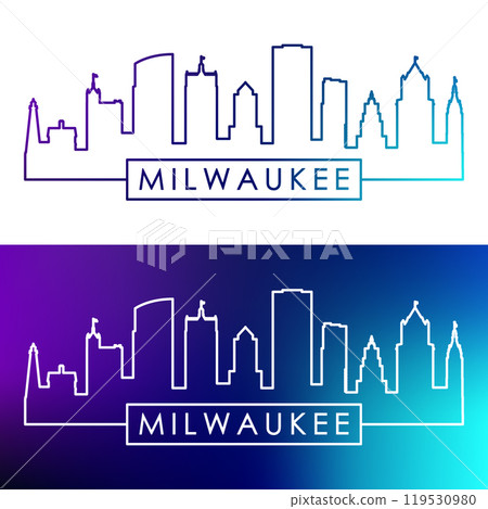 Milwaukee skyline. Colorful linear style.  119530980