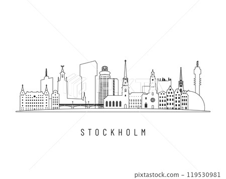 Detailed Stockholm skyline vector illustration.  119530981