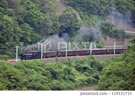 Joetsu Line Kamimaki-Minakami JR East D51-498 + old passenger car (Takasaki) SL Minakami Joetsu Line Kamimaki-Minakami JR East D51-498 + old passenger car (Takasaki) SL Minakami 119531715