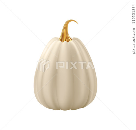 3d realistic pumpkin. White cream pumpkin with golden stem. 3d realistic pumpkin. White cream pumpkin with golden stem. 119531884