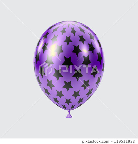 3D Black Purple balloon. Realistic glossy balloons. Star pattern. 3D Black Purple balloon. Realistic glossy balloons. Star pattern. 119531958