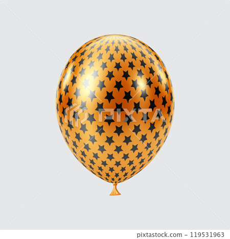 3D Black Orange balloon. Realistic glossy balloons. Star pattern. 3D Black Orange balloon. Realistic glossy balloons. Star pattern. 119531963