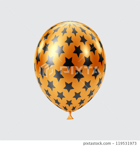 3D Black Orange balloon. Realistic glossy balloons. Star pattern. 3D Black Orange balloon. Realistic glossy balloons. Star pattern. 119531973