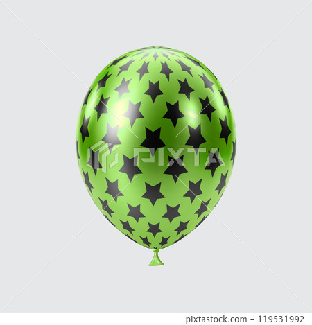 3D Black Green balloon. Realistic glossy balloons. Star pattern. 119531992