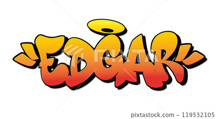 Edgar name in graffiti style. Vector illustration. 119532105