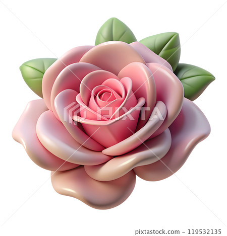 3d Coral rose flower. 3d Coral rose flower. 119532135