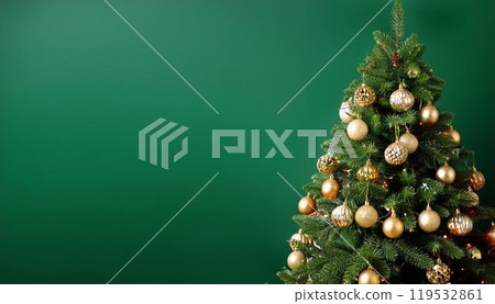 Green background with Christmas trees 119532861