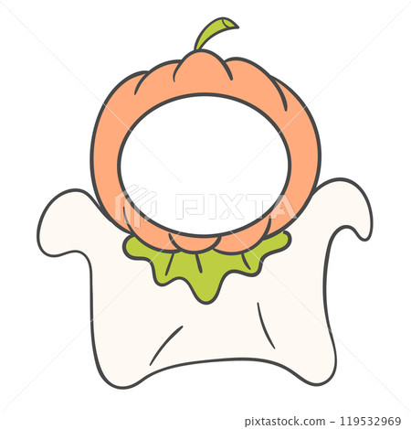 Halloween pumpkin costume illustration with a cutout for the face. 119532969