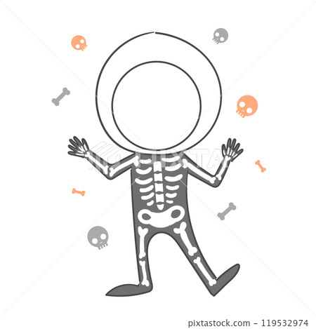 Halloween Skull Costume Illustration with a cutout for the face. 119532974