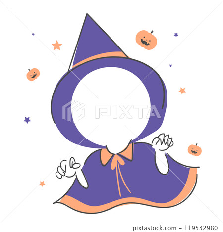 Illustration of Halloween witch costume with a cutout for the face. Illustration of Halloween witch costume with a cutout for the face. 119532980
