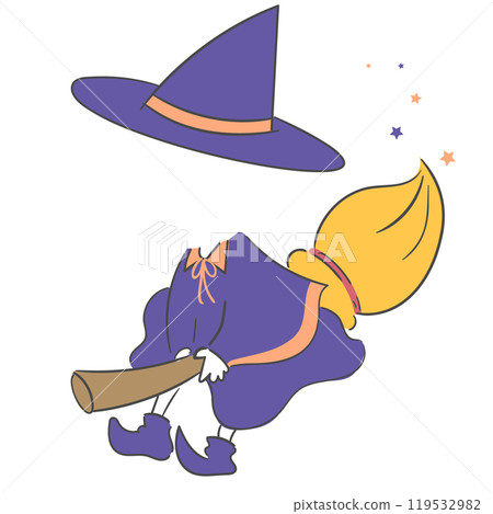Halloween Witch Costume Illustration with a cutout for the face. 119532982