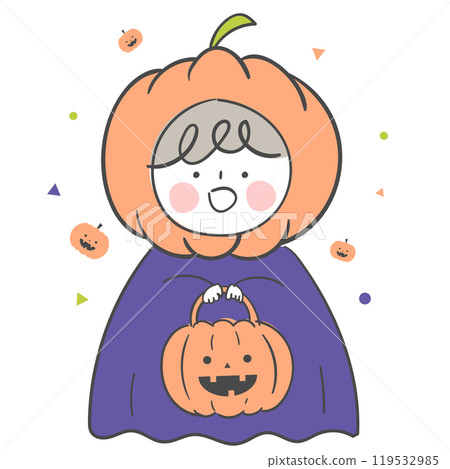 Halloween pumpkin costume illustration with a cutout for compositing a face. Halloween pumpkin costume illustration with a cutout for compositing a face. 119532985