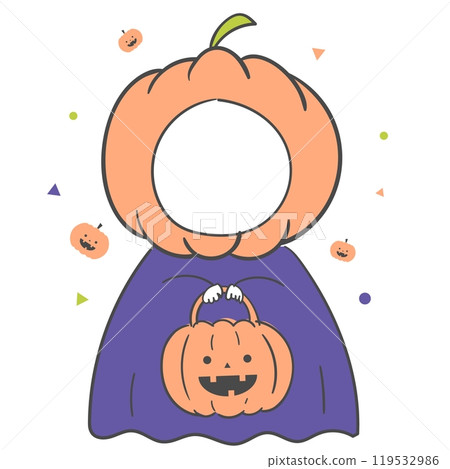 Halloween pumpkin costume illustration with a cutout for the face. Halloween pumpkin costume illustration with a cutout for the face. 119532986