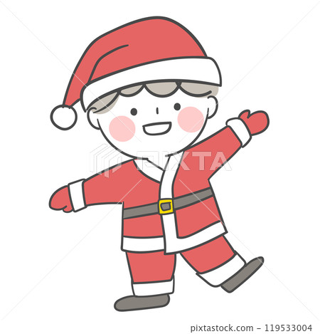 An illustration of a child dressed in a santa costume for Christmas. 119533004